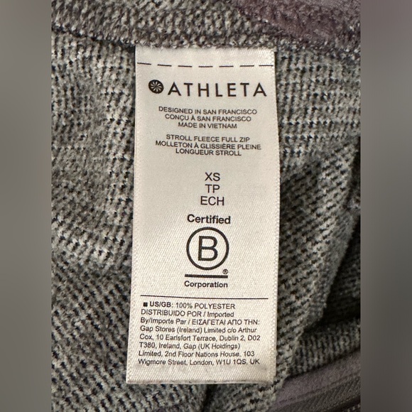 Athleta Stroll Fleece Full Zip Jacket Zip Pockets Seaming Heather Gray Size XS - Picture 7 of 8